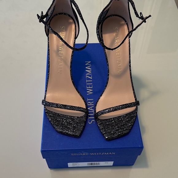NWT Stuart Weitzman Amelina Gunmetal Glitter Heels - Picture 2 of 11